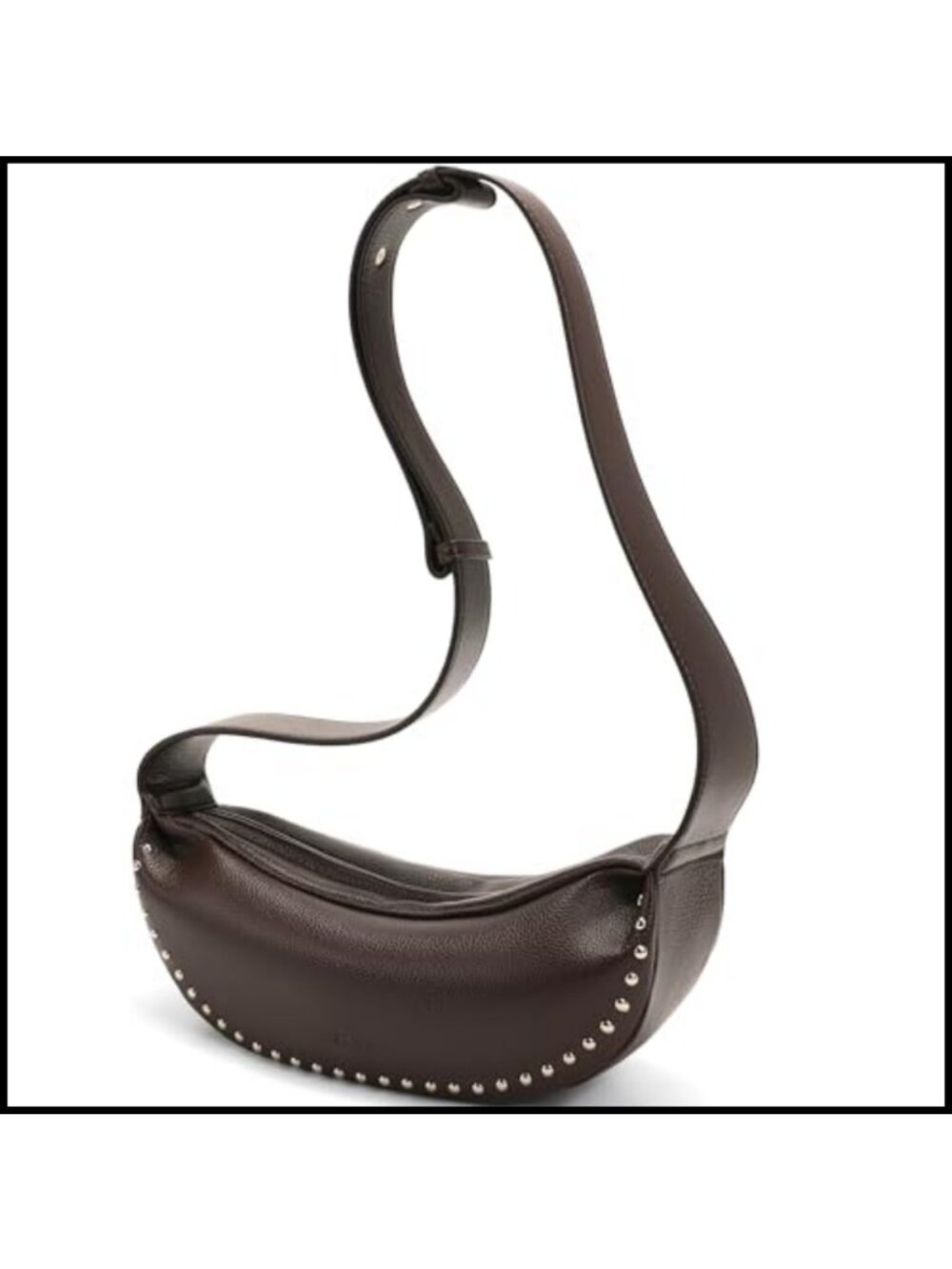 PU Leather Crescent Crossbody Bag Small Studded Sling Purse Adjustable Strap - Picture 1 of 5